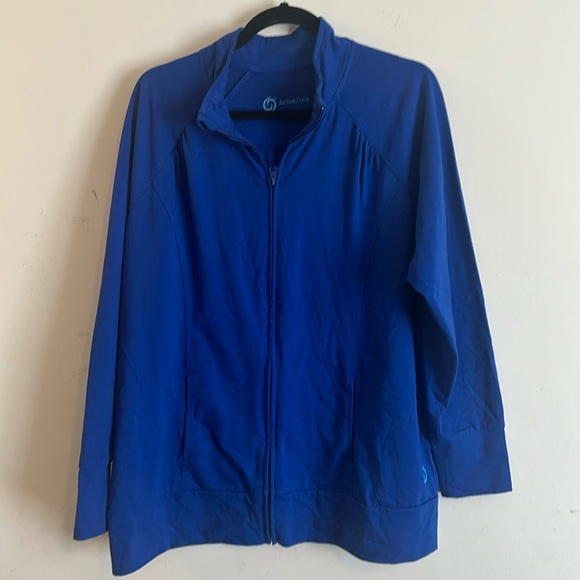 Addition Elle Active Zone Athleisure Bright Blue Zip-up Sweater (1X) - Picture 1 of 4